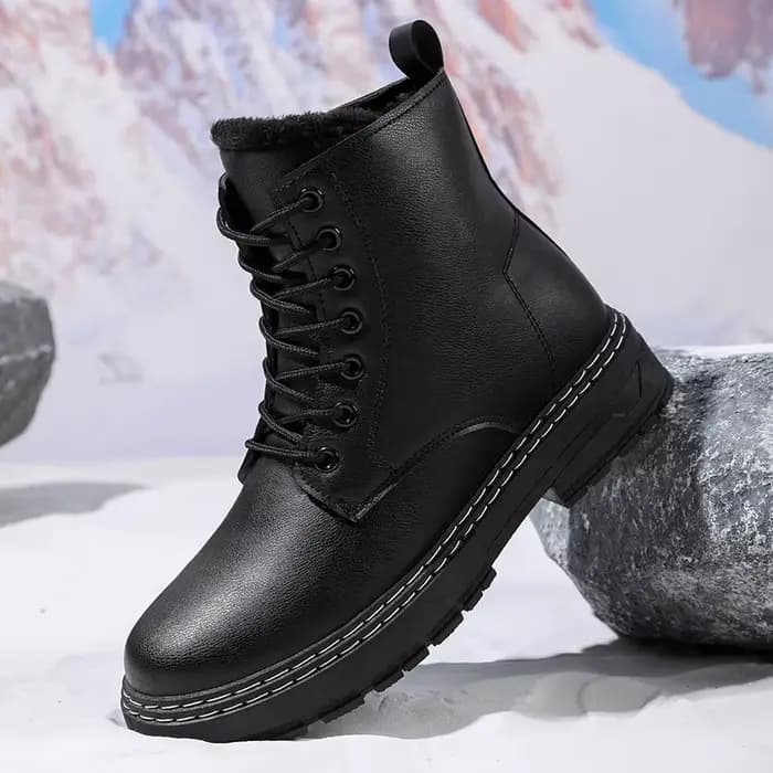 Nouvelles bottes de moto noires chaudes et épaisses pour hommes-fermeture éclair latérale, bottes de