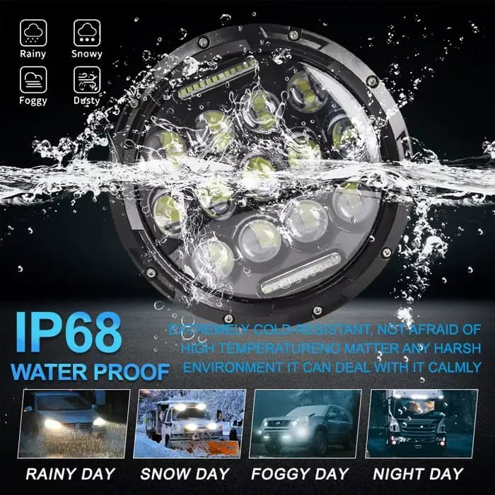 Phare LED de moto de 7 pouces pour moto JEEP Wrangler JK Harley Touring Road King Yamaha phare LED r
