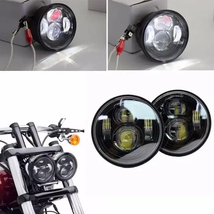 Phare Led H4 4.65 pouces pour moto Harley FXDF pour Harley Dyna Fat Bob 4.5 "double phare Double pha