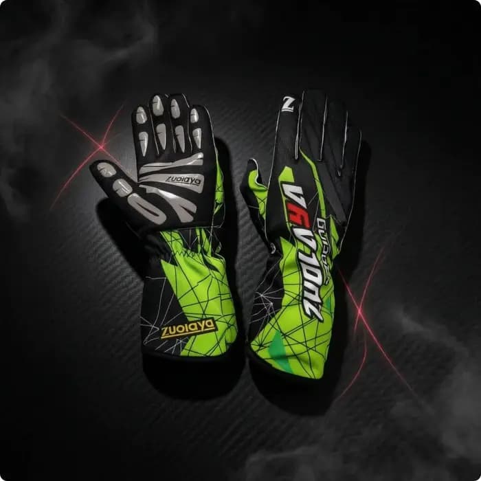 Gants de karting à manchette élastique, gants de conduite à doigts entiers, accessoire sportif, paum