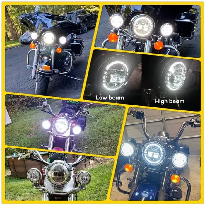 Projecteur de phare Led universel pour motos, 5.75/7 pouces, 90W, pour Harley Touring Softail Herita