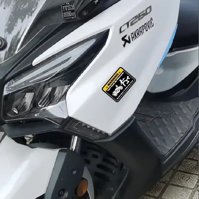 Autocollants d'avertissement imperméables réfléchissants "Don't Touch My Bike" – 2 autocollants amus
