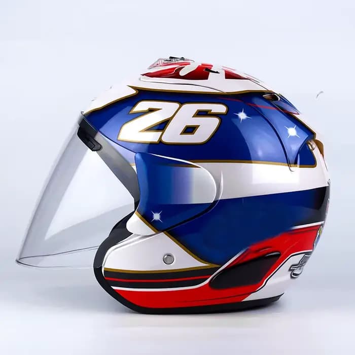 Demi-casque de moto d'été, lunettes de Motocross, casque Vintage, garde-corps bleu avec couteau, cas