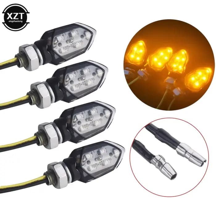 4 pièces/ensemble Mini moto fumée lentille clignotant 5LED 12V ambre clignotant indicateur lampe deu