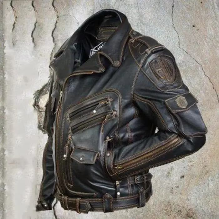 Veste d'équitation de moto en cuir anti-chute pour hommes, veste de sport trempée, vêtements de mota
