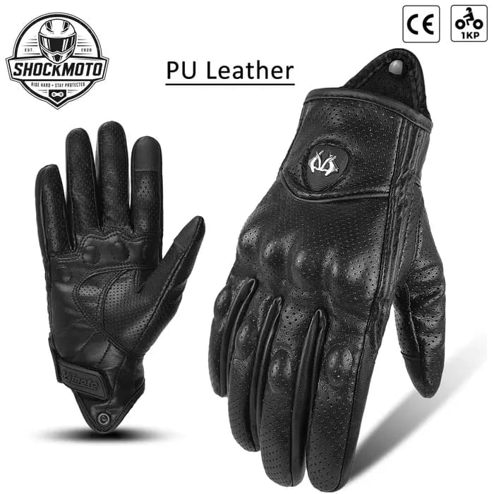 Gants Moto en Cuir de Chèvre Véritable Homme Femme | Écran Tactile Antidérapant Protection Articulat
