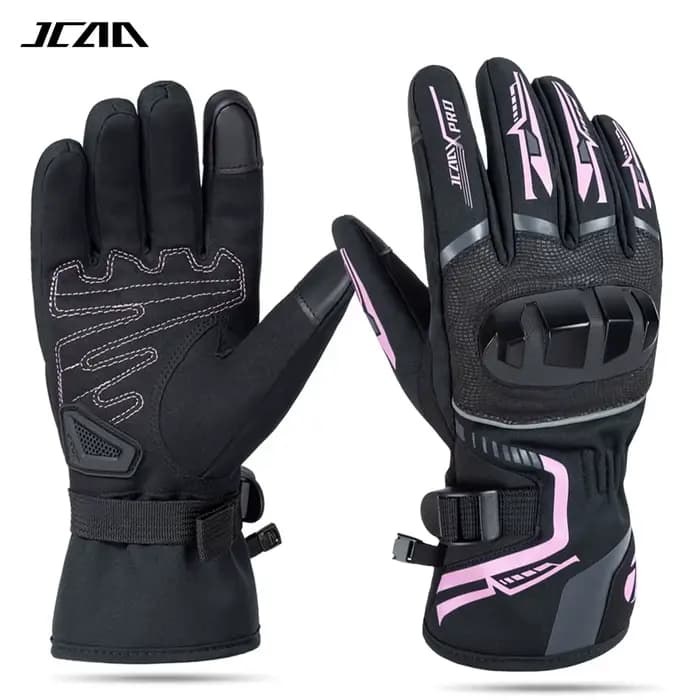2025 hiver gants de Moto imperméable Gant Moto chaud dame rose doigt complet Moto gants écran tactil