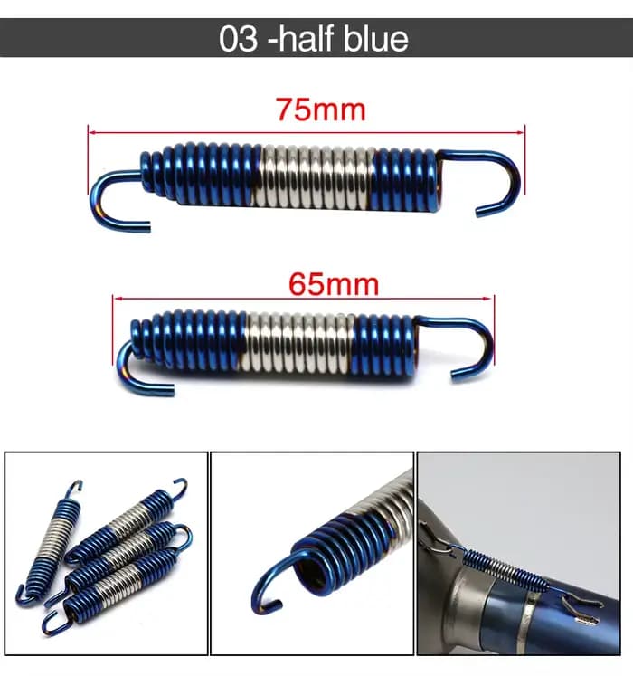 ZSDTRP 2 pièces 75mm moto en acier inoxydable tuyau d'échappement silencieux ressorts 75mm