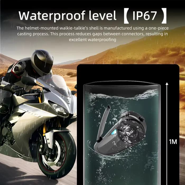 EJEAS Q2 Moto Casque Interphone Bluetooth 5.1 Casque Rapide Paire Étanche Jusqu'à 2 Coureurs Sans Fi