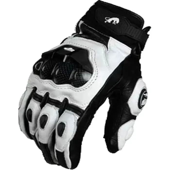 Gants de moto de course noirs pour hommes en cuir véritable blanc gant tactile d'équitation sur rout