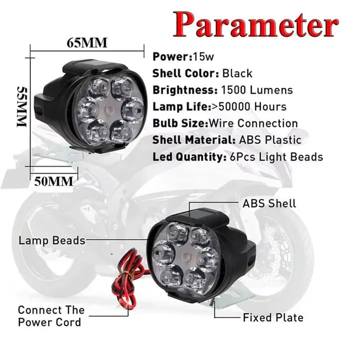 2 pièces Moto phare Led 12V haute luminosité Led lumières lampe pour Moto Moto externe avant Led Foc
