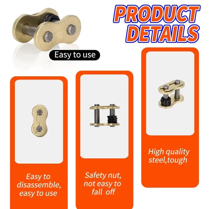 Lien d'anneau de boucle de chaîne de moto, connecteur de connexion de chaîne lourde 420 428 520 525 