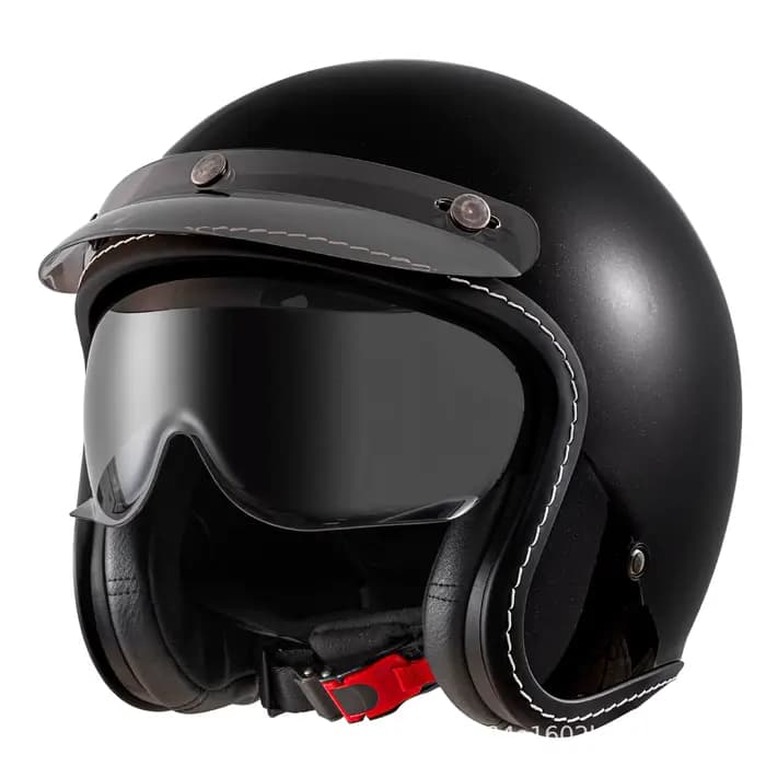 Casque de moto rétro 3/4 ouvert unisexe avec double visière, léger, pour scooter et vélo, casque de 