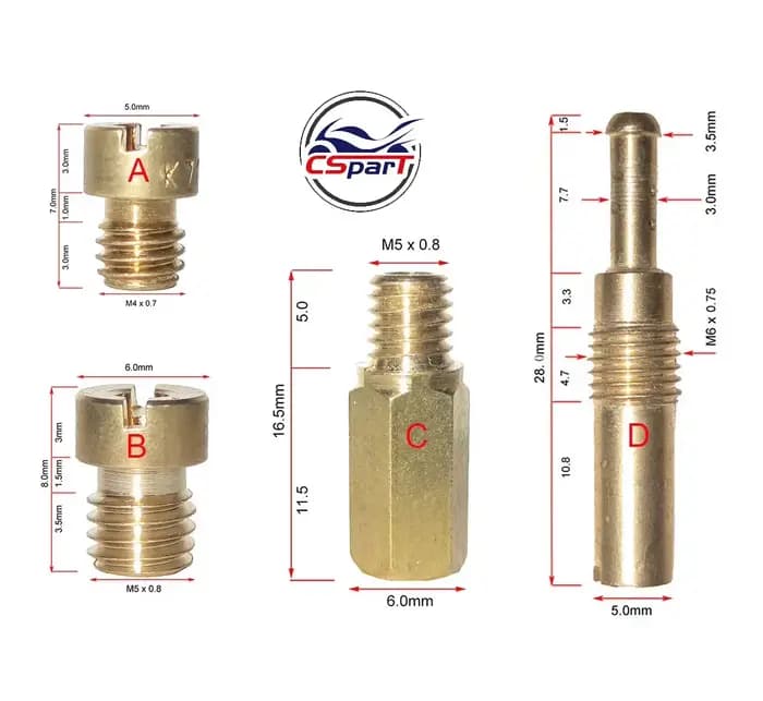 Ensemble de jets pilotes lents pour carburateur de moto, jet principal, PWK, PWM, Keihin, OKO, CVK, 