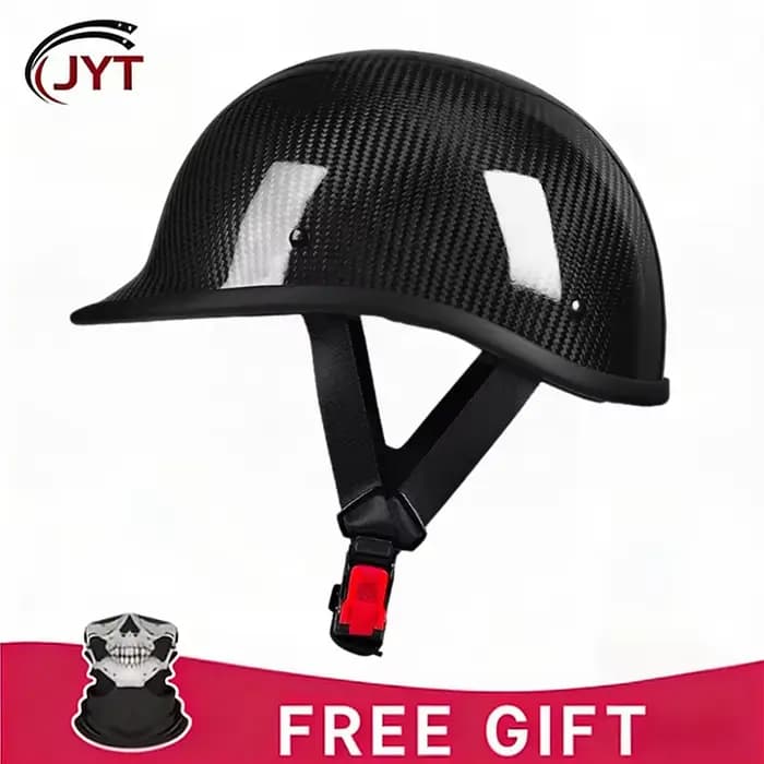 Casque en fibre de carbone pour hommes, demi-casque rétro pour moto, casque ouvert, style Chopper Cr