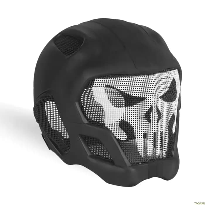 Casque intégral EVA Airsoft avec maille en acier respirante, masque tête de mort ultraléger à grande