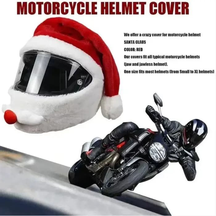 Housse de casque de moto en peluche, chapeau de noël, fou et drôle, accessoires de ski du père noël,