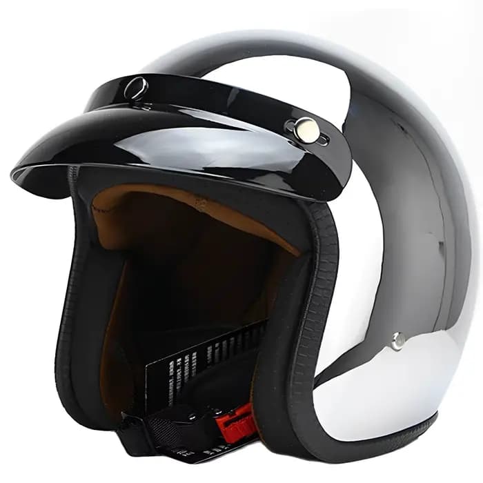 Casque de moto rétro Silver Jet Open 3/4 Chopper, capacité de casque de vélo, Certification DOT