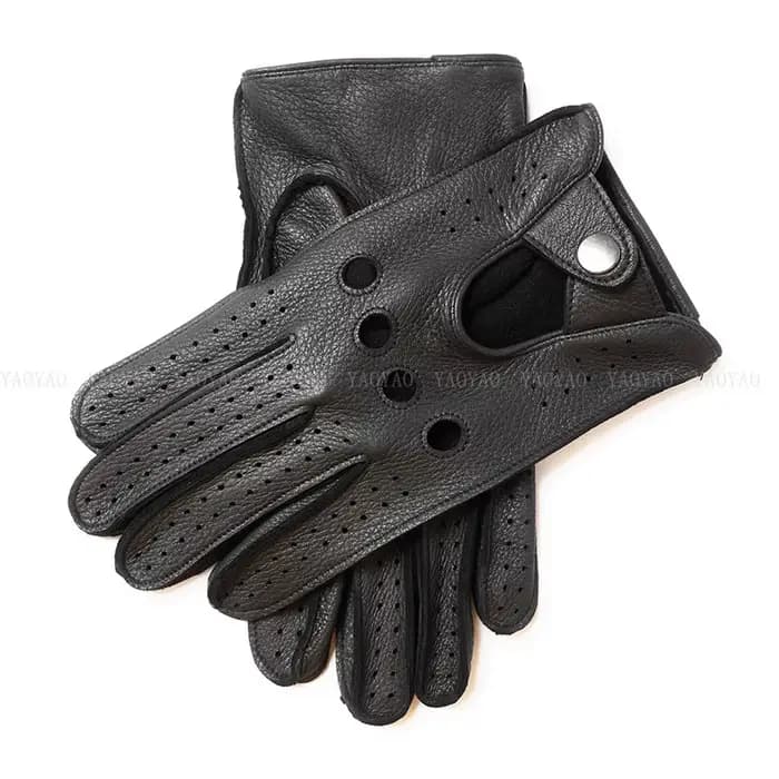 Gants de printemps en cuir véritable pour hommes, accessoires de mode, peau de mouton véritable, noi