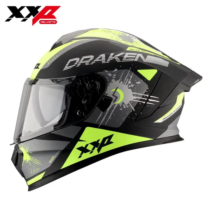 Casques de moto intégraux Xxp Draken S avec grand spoiler, double visière, boucle à dégagement rapid