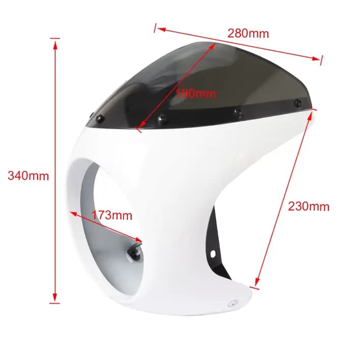 Pare-brise de carénage de phare avant de moto rouge/blanc pour café Racer Honda universel 7 pouces/1