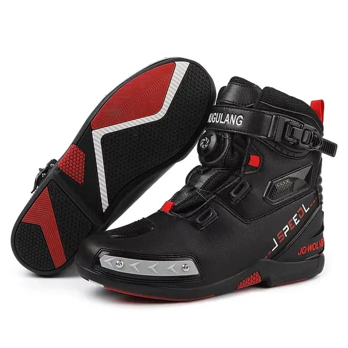 Bottes de moto en cuir pour hommes, bottes de protection imperméables et antidérapantes, chaussures 