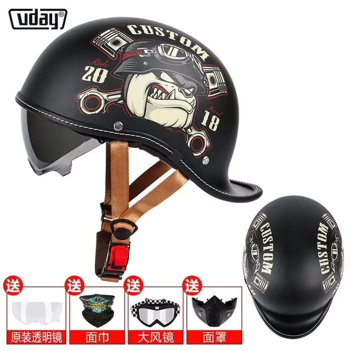 Casque rétro queue de cheval casque de moto pour hommes et femmes quatre saisons Prince croisière éq
