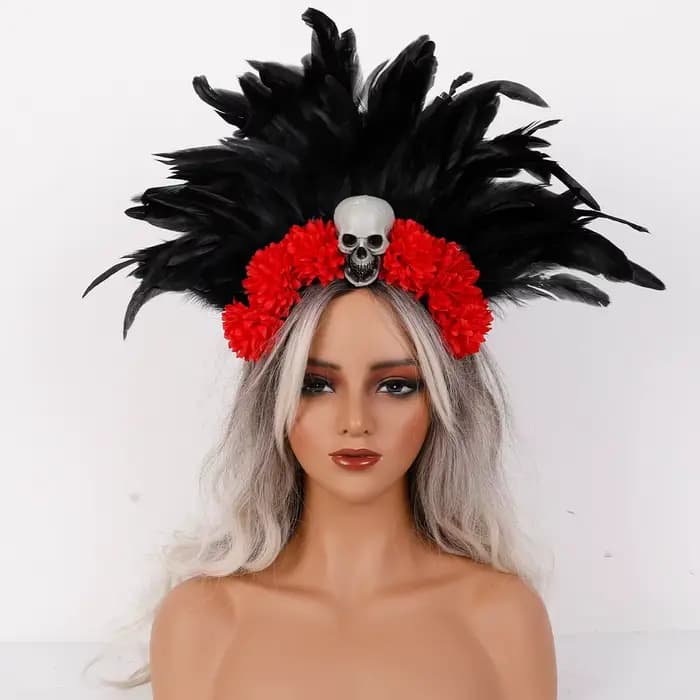Accessoires de mascarade de carnaval, accessoires de coiffure en plumes de fleurs artificielles, ban