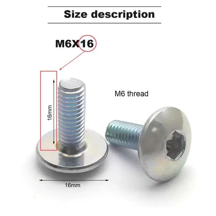 Boulon à vis hexagonale intérieure à grande tête ronde plate M6 6mm pour moto Scooter ATV cyclomoteu