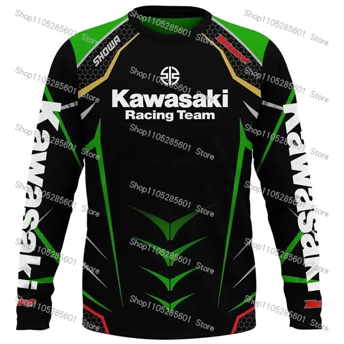 Haut à manches longues Kawasaki Racing Off-Road Motorcycle 2026 pour homme, séchage rapide, conforta