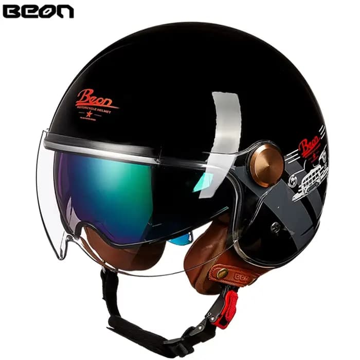 BEON B120 3/4 casque de moto double bouclier beon vintage rétro casques de moto casco capacete Certi