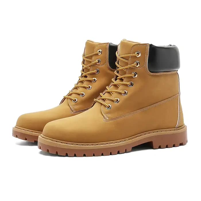 Hommes bottes hautes chaussures en cuir pour hommes mode d'hiver bottes jaunes en plein air résistan
