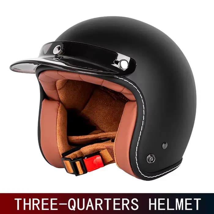 Chaud casque rétro trois quarts pour hommes et femmes moto hiver chaud croisière américain 3/4 demi-