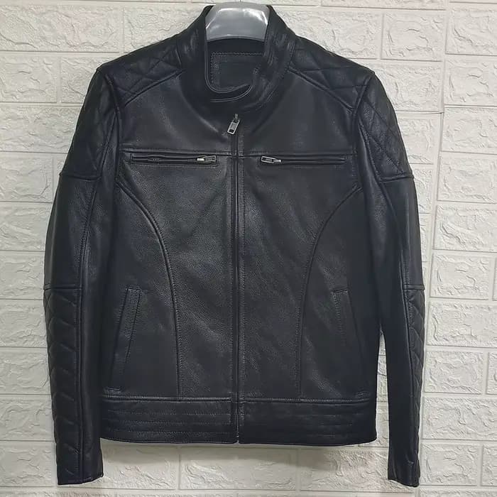 Veste de motard en cuir vintage pour hommes, optique 100% Veste de motard en cuir de vachette vérita