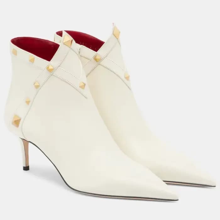 Nouvelles Bottines Femme Style Classique à Bout Pointu, Talons Fins, Décoration Rivets, Chaussures S