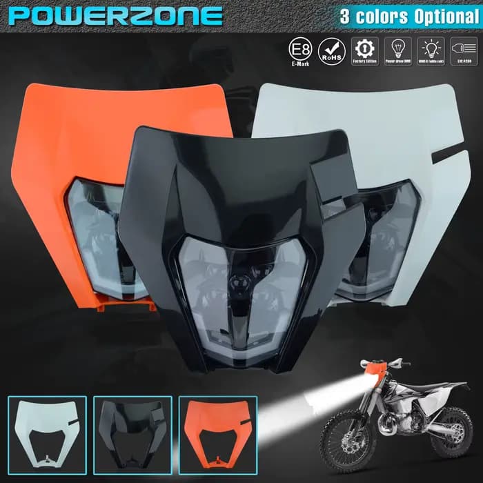 PowerZone moto phare LED phare phare Supermoto carénage pour KTM EXC SXF MX Dirt Bike Enduro phare L