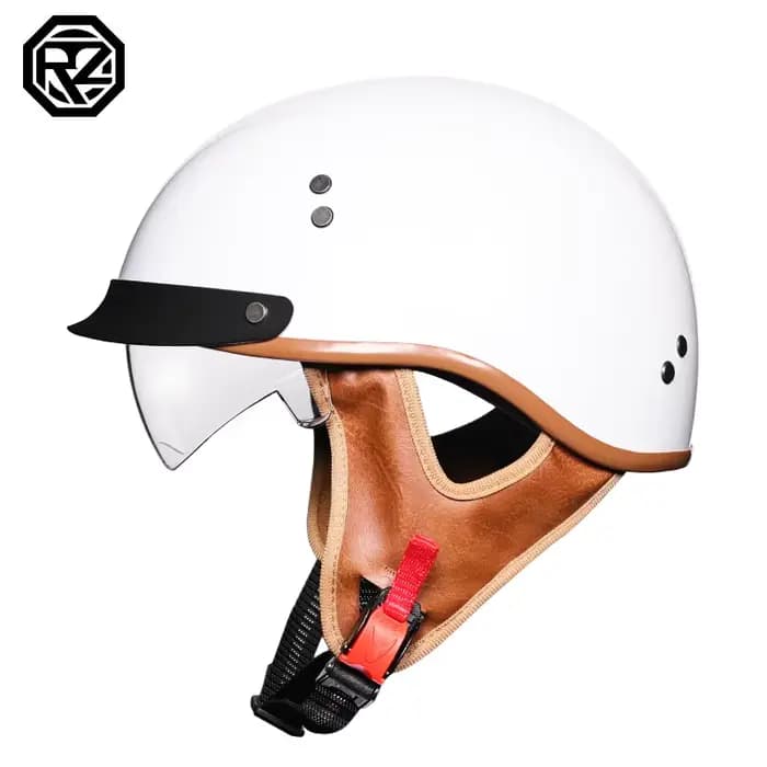 Casque de Moto Rétro avec Lentilles pour Adulte, Demi-Coque, Jet Ouvert, Scooter Cruiser Chopper