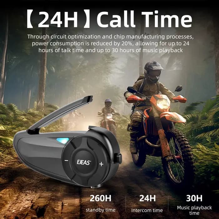EJEAS Q2 Moto Casque Interphone Bluetooth 5.1 Casque Rapide Paire Étanche Jusqu'à 2 Coureurs Sans Fi