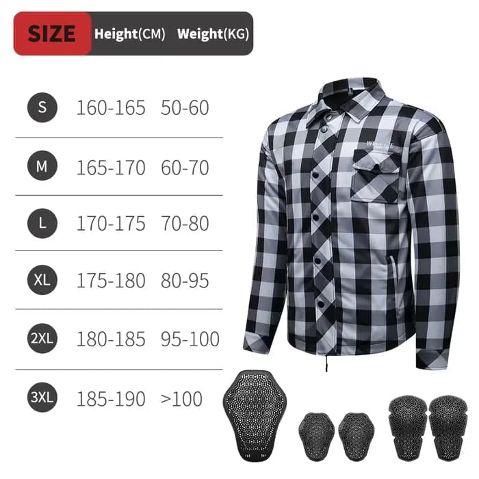 WOSAWE veste de moto hiver chaleur moto chemise à carreaux décontracté rétro chemise d'équitation av