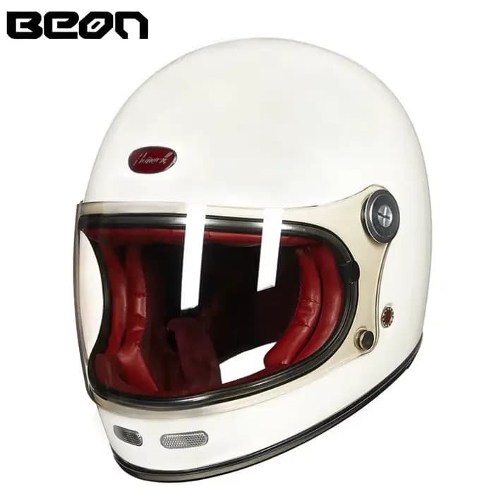 BEON casque intégral léger en fibre de verre pour hommes femmes casque de motos rétro casque de Kart
