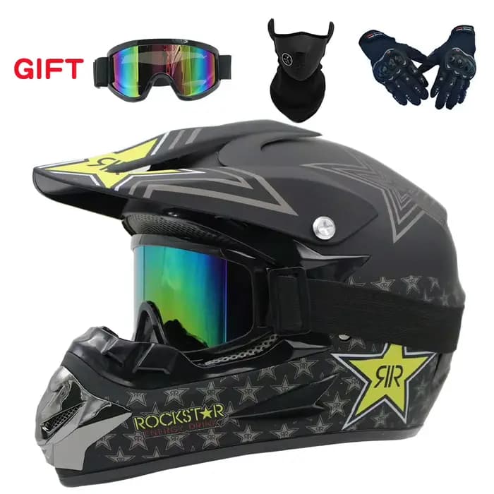 Casque de moto tout-terrain, Kirim 3 Buah Hadiah Helm Sepeda Motor Helm, Descente Sepeda, AM, DH Cro