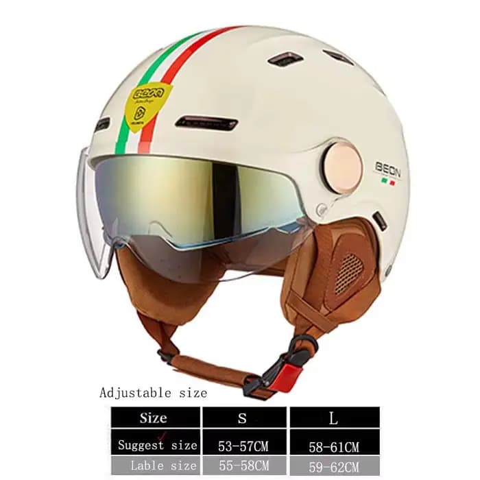 BEON-Casque de moto GB ignoré pour hommes, tour de tête réglable, double lentille, accessoires de mo