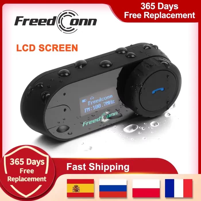 FreedConn T Com SC Bluetooth casque de moto Interphone casque écran LCD FM moto sans fil écouteur In