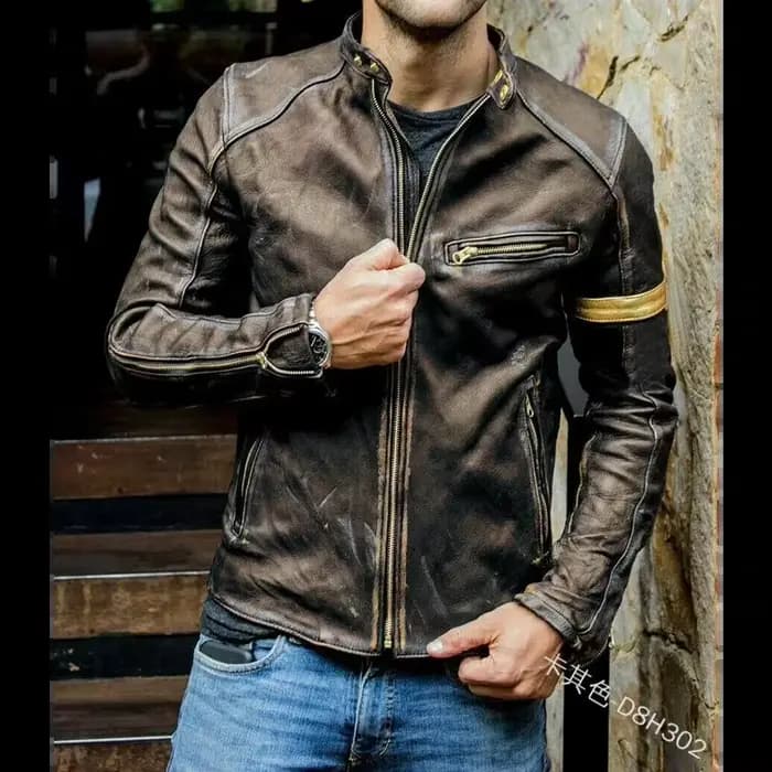Veste de motard classique Aviator moteur automne manteaux hommes noir motard Vintage moto café Racer