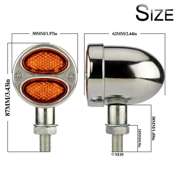 Accessoires de moto rétro transfrontaliers, Double clignotant elliptique Led en métal avec feux de f