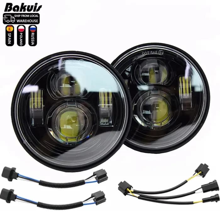 Phare Led H4 4.65 pouces pour moto Harley FXDF pour Harley Dyna Fat Bob 4.5 "double phare Double pha