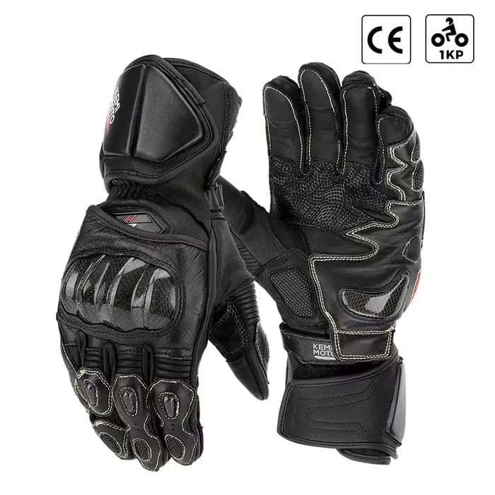 KEMIMOTO gants de Moto en cuir longue manchette gants de course été automne Kevlar Knuckle protéger 