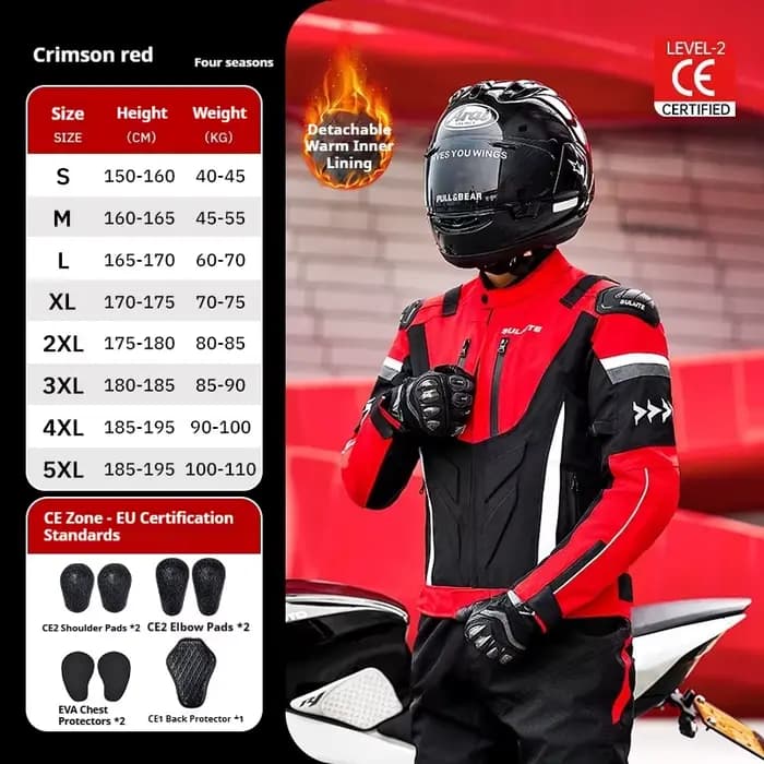 Ensemble veste et pantalon de moto d'hiver SULAITE, homologué CE, doublure amovible 2-en-1, imperméa