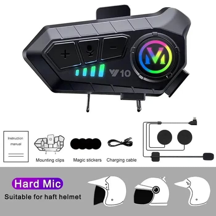 Y10 casque de moto casque Bluetooth 1000Mah réduction du bruit sans fil mains libres étanche moto éc