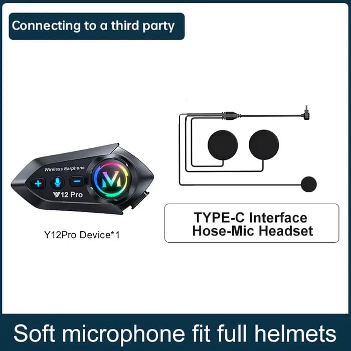 Y12 Pro double micro casque de moto interphone casque sans fil mains libres appel étanche lecteur de